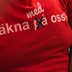 Tröja med texten "Räkna på/med oss!"